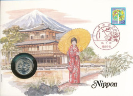 Japán 1981. 100Y Cu-Ni Felbélyegzett Borítékban, Bélyegzéssel, Német Nyelvű Leírással T:UNC  Japan 1981. 100 Yen Cu-Ni I - Unclassified