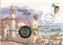 Jemen 1984. 100f Cu-Ni Felbélyegzett Borítékban, Bélyegzéssel, Német Nyelvű Leírással T:AU  Yemen 1984. 100 Fils Cu-Ni I - Ohne Zuordnung
