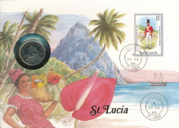 Kelet-Karibi Államok / Szt. Lucia 1981. 25c Felbélyegzett Borítékban, Bélyegzéssel, Német Nyelvű Leírással T:AU East Car - Ohne Zuordnung