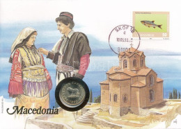 Macedónia 1993. 1D Cu-Ni Felbélyegzett Borítékban, Bélyegzéssel, Német Nyelvű Tájékoztatóval T:AU Macedonia 1993. 1 Dena - Unclassified