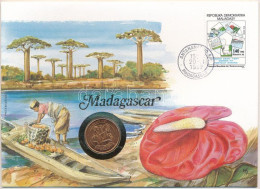 Madagaszkár 1992. 5A Acél Felbélyegzett Borítékon, Bélyegzéssel, Német Nyelvű Leírással T:UNC  Madagascar 1992. 5 Ariary - Unclassified