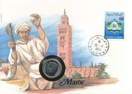 Marokkó 1974. 1D Cu-Ni Felbélyegzett Borítékban, Bélyegzéssel, Német Nyelvű Leírással T:UNC Morocco 1974. 1 Dirham Cu-Ni - Unclassified