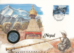 Nepál 1975. 5p, Felbélyegzett Borítékban, Bélyegzéssel, Német Nyelvű Leírással T:XF Nepal 1975. 5 Paisa In Envelope With - Sin Clasificación