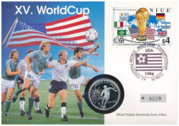 Niue 1991. 5D Ag "1994-es Labdarúgó Világbajnokság - Egyesült Államok" érmés Boríték, Bélyeggel, Bélyegzéssel T:PP Niue  - Unclassified