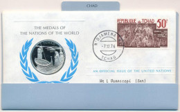 ENSZ 1976. "A Világ Nemzeteinek Emlékérmei - Csád" Ag Emlékérem Megcímzett érmés Borítékon Elsőnapi Bélyegzős Bélyeggel, - Ohne Zuordnung
