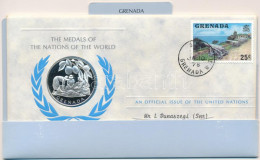 ENSZ 1977. "A Világ Nemzeteinek Emlékérmei - Grenada" Ag Emlékérem Megcímzett érmés Borítékon Elsőnapi Bélyegzős Bélyegg - Unclassified