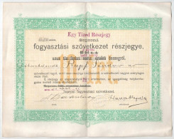 Sopron 1907. "Soproni Fogyasztási Szövetkezet" Egy Tized Részjegy 2K-ról Felülbélyegzéssel T:F - Ohne Zuordnung