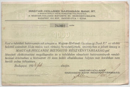 Budapest 1924. "Magyar-Hollandi Gazdasági Bank Részvénytársaság" Részvénye 1000K-ról Szárazpecséttel T:F - Sin Clasificación