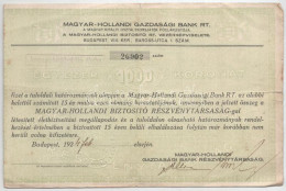 Budapest 1924. "Magyar-Hollandi Gazdasági Bank Részvénytársaság" Részvénye 1000K-ról Szárazpecséttel T:F - Ohne Zuordnung