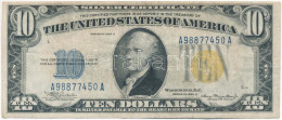 Amerikai Egyesült Államok 1934A 10$ "A98877450A" "Silver Certificate - Kisméretű Sárga Pecsét, Észak-Afrikai Katonai Kia - Unclassified