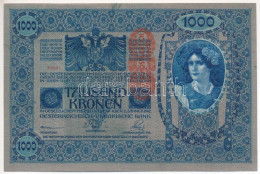 Ausztria 1919. (1902) 1000K, Piros Függőleges "DEUTSCHÖSTERREICH" Felülbélyegzéssel, Mindkét Oldala Német T:AU Austria 1 - Non Classificati