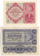 Ausztria 1922. 2K + 10K T:I-,III Austria 1922. 2 Kronen + 10 Kronen C:AU,F - Non Classificati