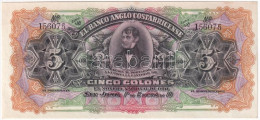 Costa Rica 1917. 5C Aláírás Nélküli T:AU Hullámos Papír Costa Rica 1917. 5 Colones Without Signatures C:AU Wavy Paper Kr - Unclassified