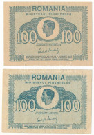 Románia 1945. 100L (2x) Színváltozatok T:F,VG Romania 1945. 100 Lei (2x) Colour Varieties C:F,VG Krause P#78 - Ohne Zuordnung