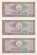 Románia 1966. 10L (3x) Sorszámkövetők és Egyugrású Sorszámmal T:F Romania 1966. 10 Lei (2x) Sequential And Close Serials - Ohne Zuordnung