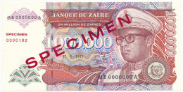 Zaire 1993. 1.000.000Z "MB 0000000 A", "MINTA" Felülbélyegzéssel, Sorszámozott Minta "0000192" T:UNC Zaire 1993. 1.000.0 - Unclassified