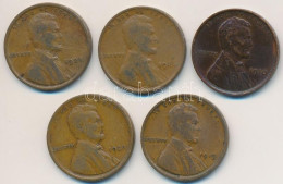 Amerikai Egyesült Államok 1910-1926. 1c Br "Lincoln" 5xklf évszám T:VF,F USA 1910-1926. 1 Cent Br "Lincoln" 5xdiff. Date - Ohne Zuordnung