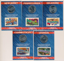 Amerikai Egyesült Államok 1999. 1/4$ Cu-Ni "50 állam" (5xklf) Bélyeges Karton Díszlapon T:UNC  USA 1999. 1/4 Dollar Cu-N - Ohne Zuordnung