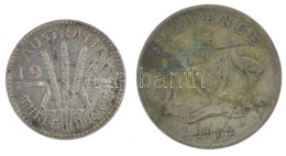 Ausztrália 1942. 3p Ag "VI. György" + 1962. 6p Ag "II. Erzsébet" T:XF,F Patina Australia 1942. 3 Pence Ag "George VI" +  - Non Classés