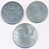 Ausztria 1925. 1Sch Ag + 1961. 5Sch Ag + 1973. 10Sch Ag T:AU,XF Patina Austria 1925. 1 Schilling Ag + 1961. 5 Schilling  - Ohne Zuordnung