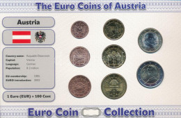 Ausztria 2006-2012. 1c-2E (8xklf) Forgalmi összeállítás "The Euro Coins Of Austria" Karton Díszlapon T:AU Austria 2006-2 - Ohne Zuordnung