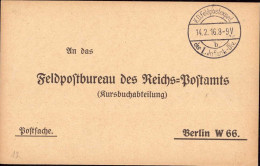 602276 | Postsache, Quittung Der Kursbuchabteilung Des Feldpost Büro Des Reichspostamt  | Berlin (W - 1000), -, - - Briefe U. Dokumente