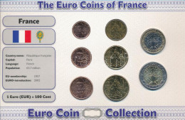 Franciaország 1999-2002. 1c-2E (8xklf) Forgalmi összeállítás "The Euro Coins Of France" Karton Díszlapon T:AU France 199 - Sin Clasificación