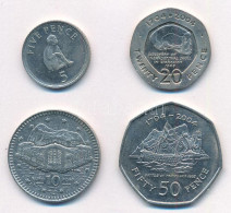 Gibraltár 2001. 10p Cu-Ni + 2004. 20p Cu-Ni + 50p Cu-Ni + 2005. 5p Cu-Ni T:XF,VF Gibraltar 2001. 10 Pence Cu-Ni + 2004.  - Non Classés