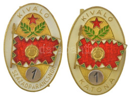 ~1970-1980. "Kiváló Századparancsnok" Aranyozott Műgyantás Sapkajelvény (40x27mm) + "Kiváló Katona" Aranyozott Műgyantás - Ohne Zuordnung