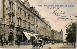 T3 1906 Arad, Andrássy Tér, Központi Szálloda és Kávéház, Lengyel Lőrinc Bútorgyára. Kerpel Izsó Kiadása / Square, Hotel - Non Classés