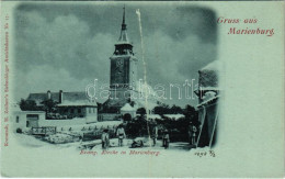 * T2/T3 1899 (Vorläufer) Barcaföldvár, Földvár, Marienburg, Feldioara; Evang. Kirche. Siebenbürger Ansichtskarten No. 17 - Ohne Zuordnung