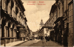 T2/T3 1909 Brassó, Kronstadt, Brasov; Hirscher Utca, Carl Dendorfer üzlete, Söröző / Street View, Shop, Beer Hall (EK) - Unclassified