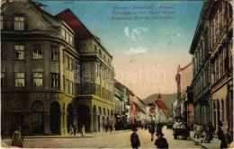 * T2/T3 1914 Brassó, Kronstadt, Brasov; Kapu Utca, Korona Szálloda és Kávéház / Purzengasse Mit Hotel Krone / Street Vie - Unclassified