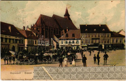 T2/T3 1903 Brassó, Kronstadt, Brasov; Fő Tér, Piac, Hintók, Fekete Templom, Albina, Heinrich Wagner, J. L. & A. Hesshaim - Unclassified