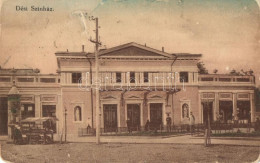 * T4 1917 Dés, Dej; Színház, Utcai árus, Hirdetőoszlop / Theatre, Street Vendor, Advertising Column (szakadás Középen /  - Non Classés