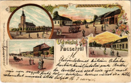 T2/T3 1901 Facset, Facsád, Faget; Templom, Fő Tér és Utca / Church, Main Square And Street. Kunstanstalt Rosenblatt Art  - Non Classés