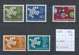 (TJ) Europa CEPT 1961 - 3 Sets (postfris Met Plakker/neuf Avec Charnière/MH) - 1961