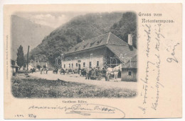 T2 1904 Vöröstoronyi-szoros, Roter-Turm-Pass, Pasul Turnu Rosu; Gasthaus Billes / Billes Féle Vendéglő, Lovaskocsi. Lich - Sin Clasificación