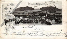 T3 1902 Dobsina, Dobschau; Templom / Church. Kunstanstalt Mehner & Maas Art Nouveau, Floral, Litho (kopott Sarkak / Worn - Ohne Zuordnung