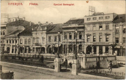 T2/T3 1913 Eperjes, Presov; Fő Utca, Eperjesi Bankegylet, Központi Kávéház, Kosch Árpád üzlete. Divald Károly Fia Kiadás - Non Classificati