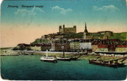 T4 1915 Pozsony, Pressburg, Bratislava; Duna-parti Részlet, Vár, Gőzhajók / Castle, Steamship, Danube Riverside (EM) - Unclassified