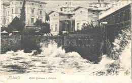 T3/T4 1909 Abbazia, Opatija; Hotel Quarnero U. Scirocco / Hotel, Seashore, Waves (fa) - Ohne Zuordnung