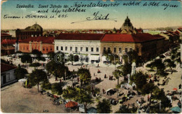 T3 1917 Szabadka, Subotica; Szent István Tér, Piac, Zsinagóga, üzletek. Lipsitz Kiadása / Square, Shops, Market, Synagog - Unclassified