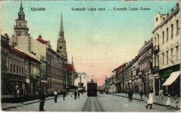 * T2/T3 Újvidék, Novi Sad; Kossuth Lajos Utca, Villamos, üzletek. Fischer Sándor Kiadása / Street View, Tram, Shops (EK) - Unclassified