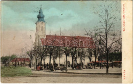 T2/T3 1914 Zenta, Senta; Szent István Katolikus Templom, Piac. Kragujevits Szabbás Kiadása / Catholic Church, Market (EK - Sin Clasificación