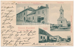 T2/T3 1905 Szarvkő, Hornstein; Fürstl. Esterházy'sches Herrschaftshaus, Handlung Márold, Pfarrkirche, Gasthaus Strauss / - Non Classés