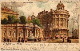 T4 1899 (Vorläufer) Wien, Vienna, Bécs; Albrechtsbrunnen / Fountain. Litho (EM) - Ohne Zuordnung