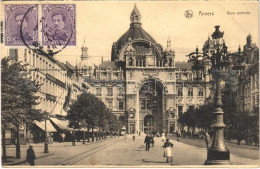 T2/T3 1921 Antwerp, Anvers, Antwerpen; Gare Centrale / Railway Station, Tram, Hotel. TCV Card - Non Classificati
