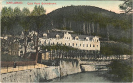 T2/T3 1912 Karlovy Vary, Karlsbad; Café Park Schönbrunn / Café, Restaurant - Ohne Zuordnung