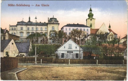 T2/T3 1919 Sumperk, Mährisch Schönberg; Am Glacis / Street View. Rudolf Rummer (small Tear) - Ohne Zuordnung